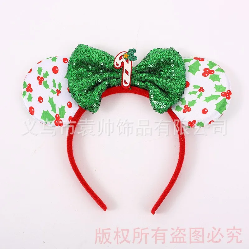 عيد الميلاد Kawaii B ديزني ميكي ماوس بريق القوس الزخرفية عقال مقاطع الشعر اللعب الملحقات للفتيات الهدايا #4