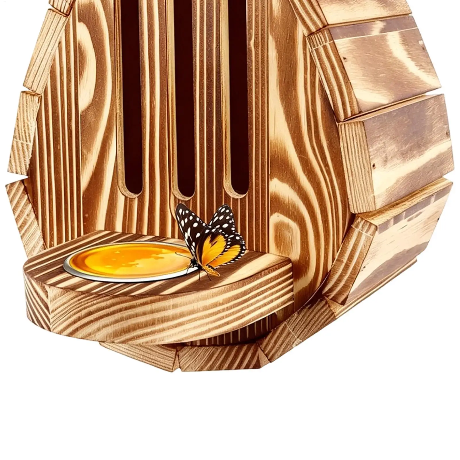 

Butterfly Feeder For Garden Hangable Wooden Habitat Sugar Water Feeder Butterfly Shelter For Backyard Balcony Yard Wedding