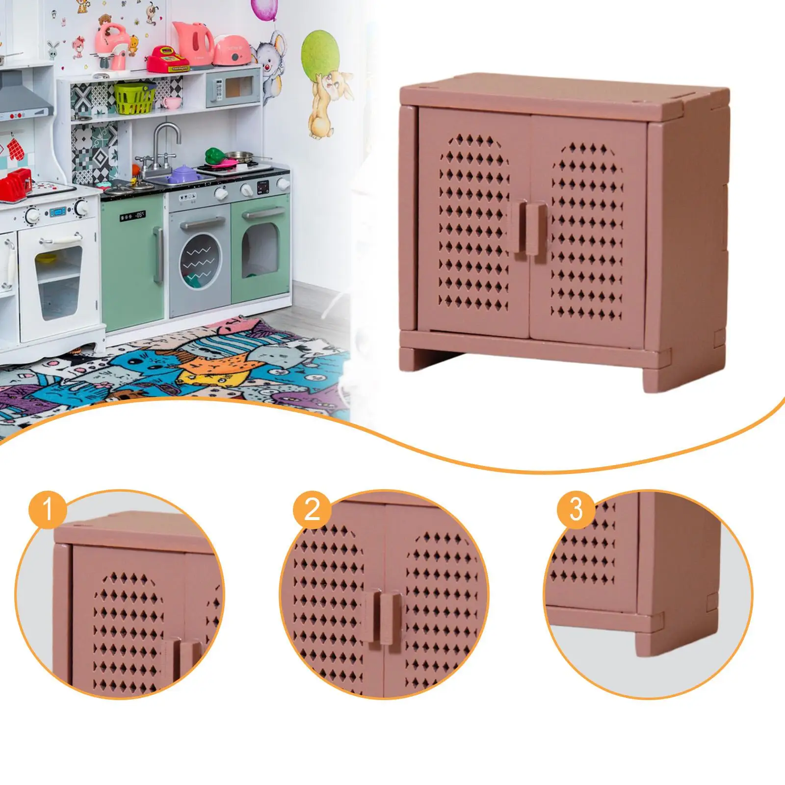 

1 12 Scale Miniature Wooden Storage Cabinet Dollhouse Furniture Closet Display for Kids Pretend Play and Micro Scene Props