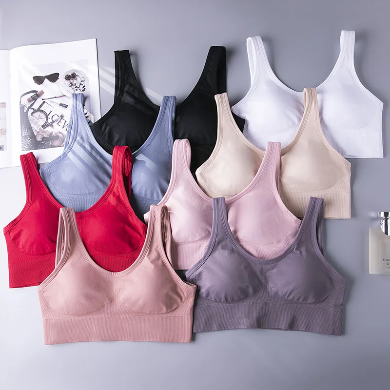 Women Sexy Crop Tops Bra Tube Top Female Sportwear Sleeveless Seamless Sports Bra Crop Camis Top Tee Solid Color Top Tank