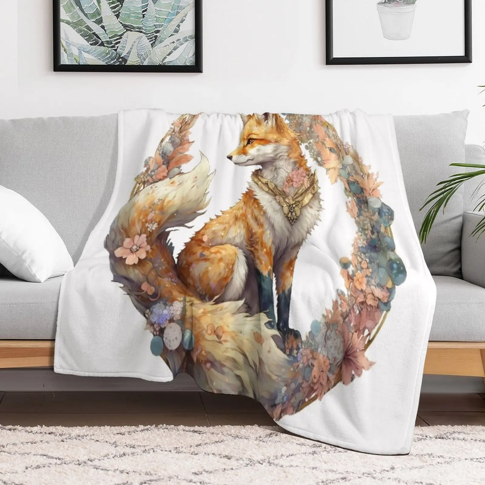 two tailed fox Throw Blanket halloween Heavy Sofas Loose Blankets