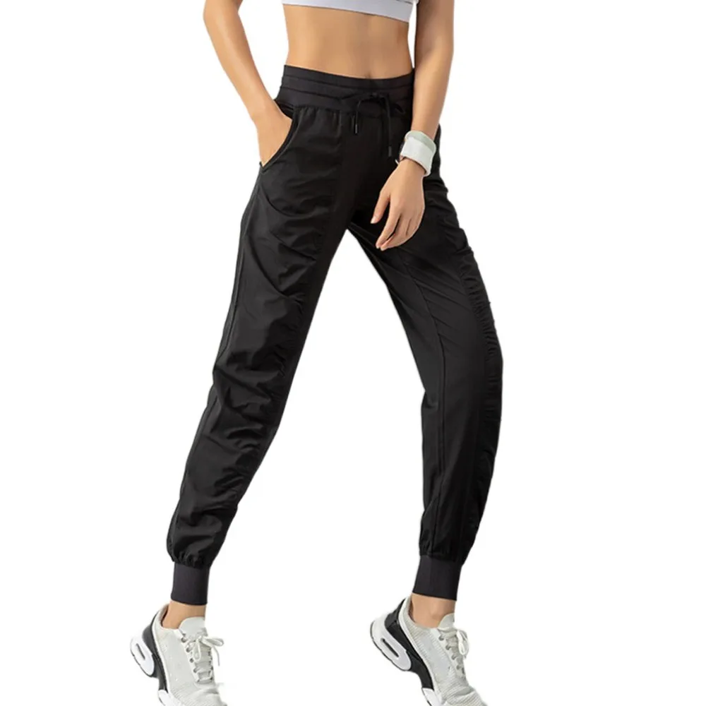 

Sports Wear Wrinkle Running Pants Tapered Long Yoga Pants Stretchy High Waist Fitness Pants Yoga