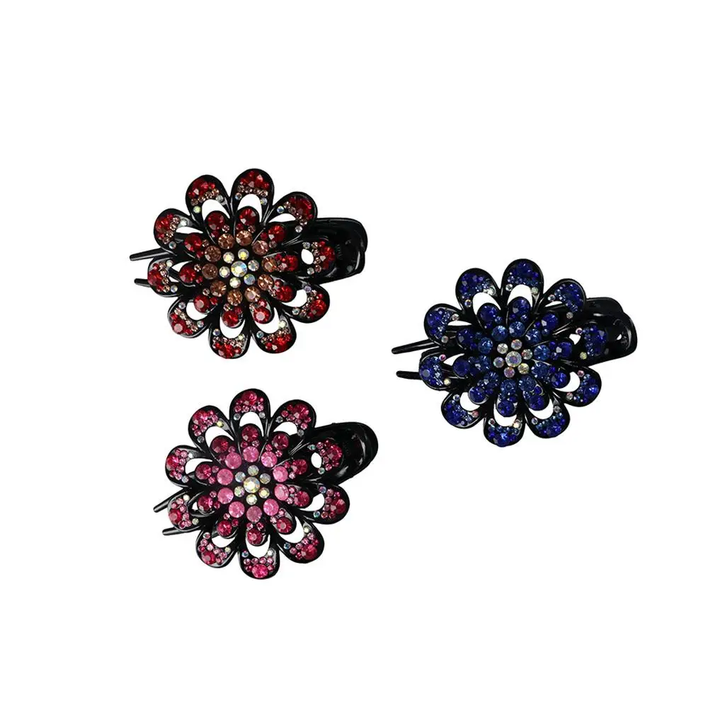 

Hair Claw Resin Antiquity Headwear Korean Style Hairpin Female Hair Accessories Flower Hair Clip Rhinestone Duckbill Clip