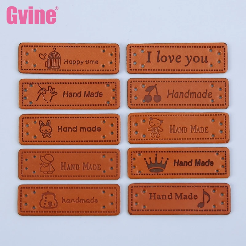 

100Pcs Brown Leather Labels 1.5x5cm Rectangle Embossed Handmade Patches Labels for Clothes Bags DIY Garments Sew Accessories