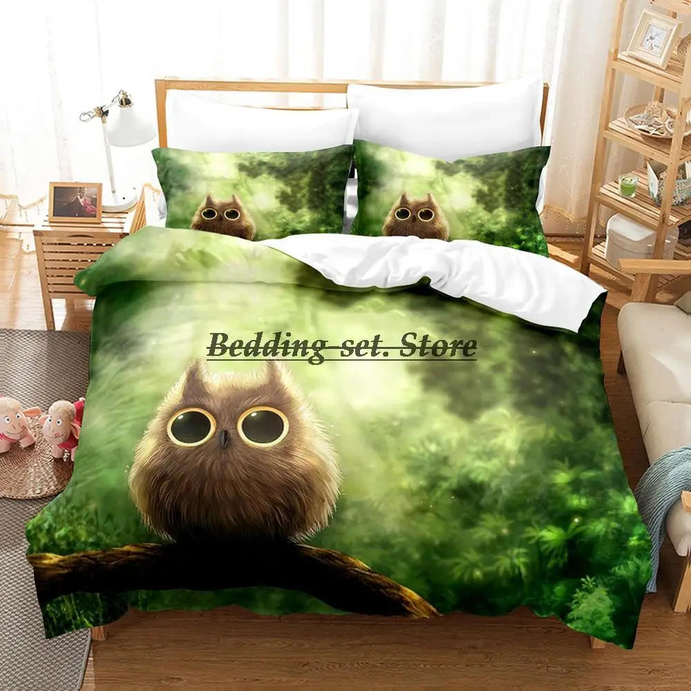 

2023 Anime owl Bedding Set Single Twin Full Queen King Size Bed Set Aldult Kid Bedroom Duvetcover Sets 3D Print Bed Sheet Set