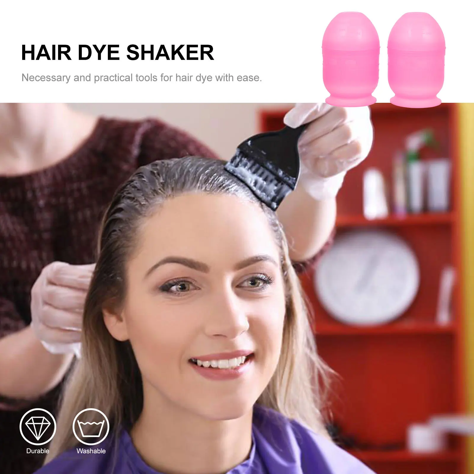 2 個のヘアダイシェーカー耐久性のあるヘアカラーリングカップ簡単にきれいにする混合ツールプロのサロン使用美容用混合カップ