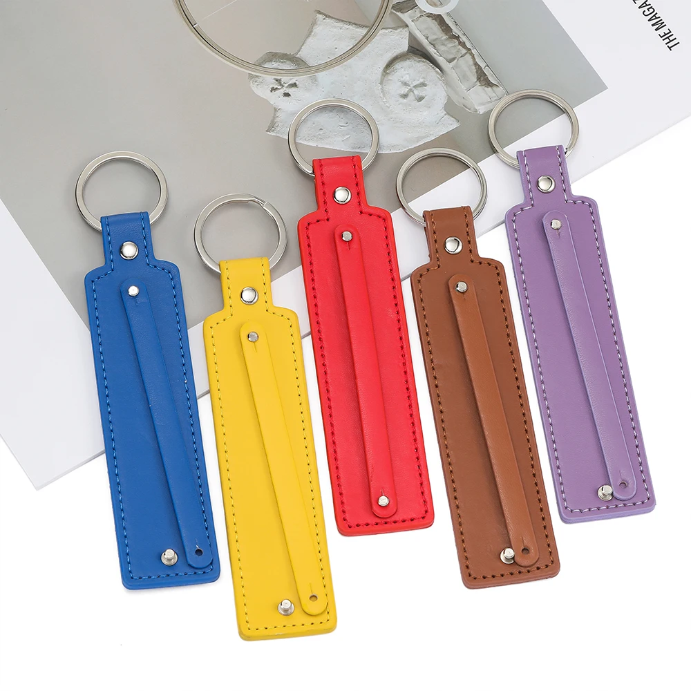 1pcs Artificial PU Leather Keychain Business Gift Leather Key Chain Men Women Car Key Strap Waist Wallet KeyChains