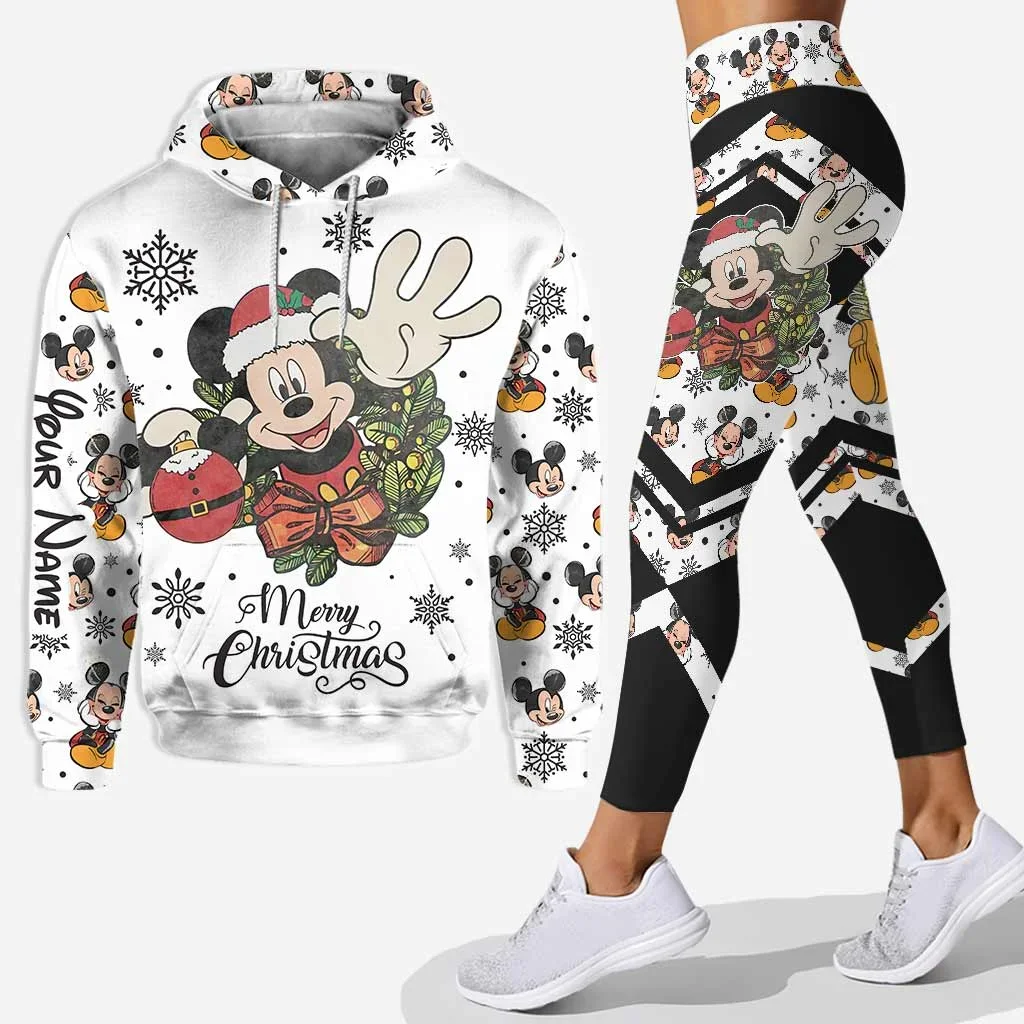 

2023 Disney Christmas Hoodie and Leggings Set Disney Stitch Yoga Pants Athletic Pants Fashion Casual Leggings Sportswear