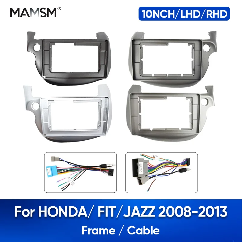 MAMSM 10 inch For HONDA FIT JAZZ 2008-2013 Car Android DVD Player Radio Trim Plastic Dashboard Screens Auto Frame Cables Harnes