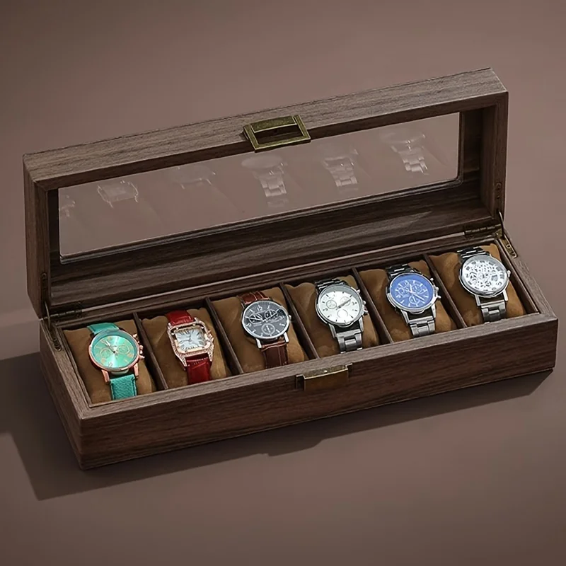 Retro Wood Grain Watch Storage Box, Multiple Slot Mechanical Watch Jewelry Box, Household Large Capacity Storage Box