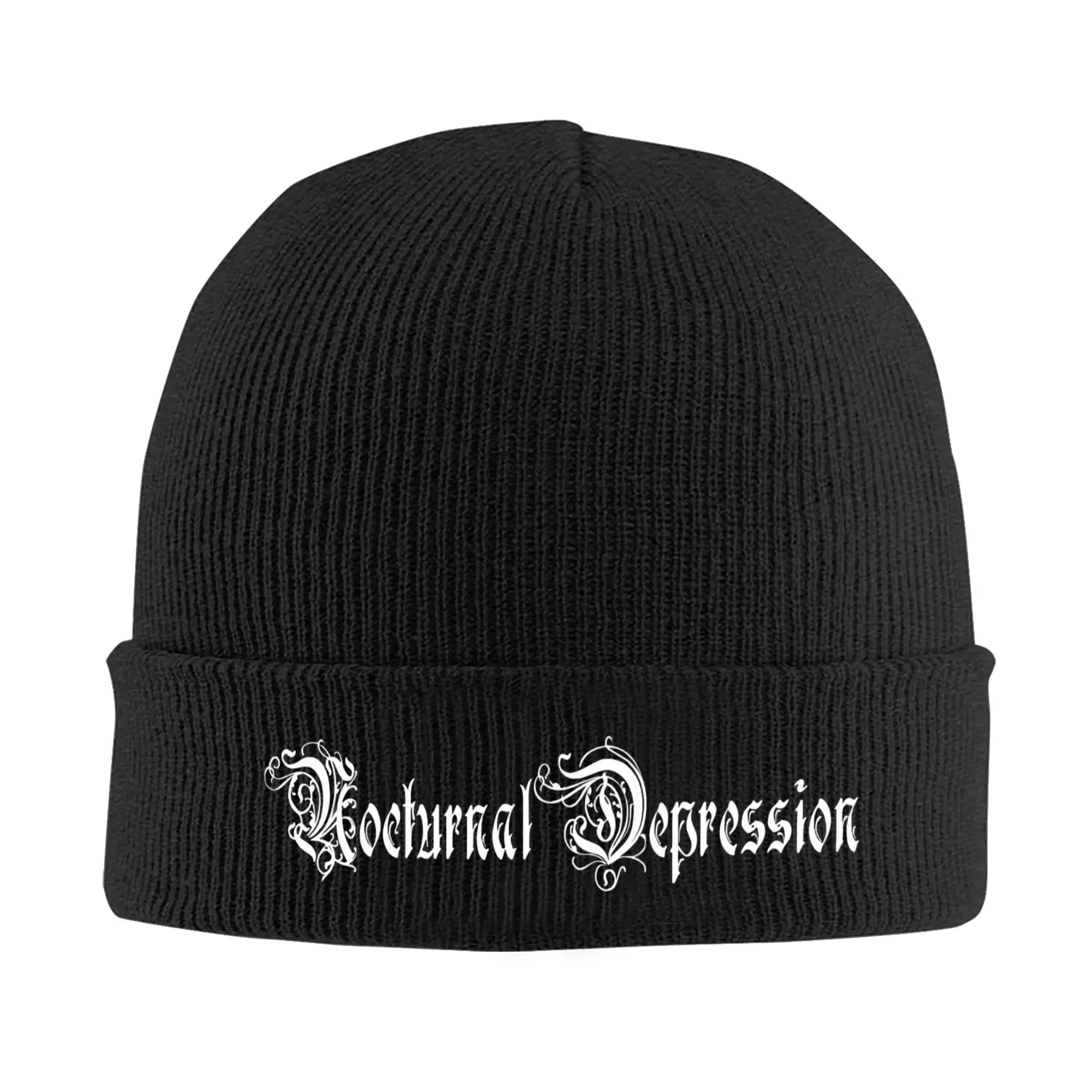 Nocturnal Depression Hat Autumn Winter Skullies Beanies Ski Black Metal Band Cap Men Women Acrylic Knitted Caps