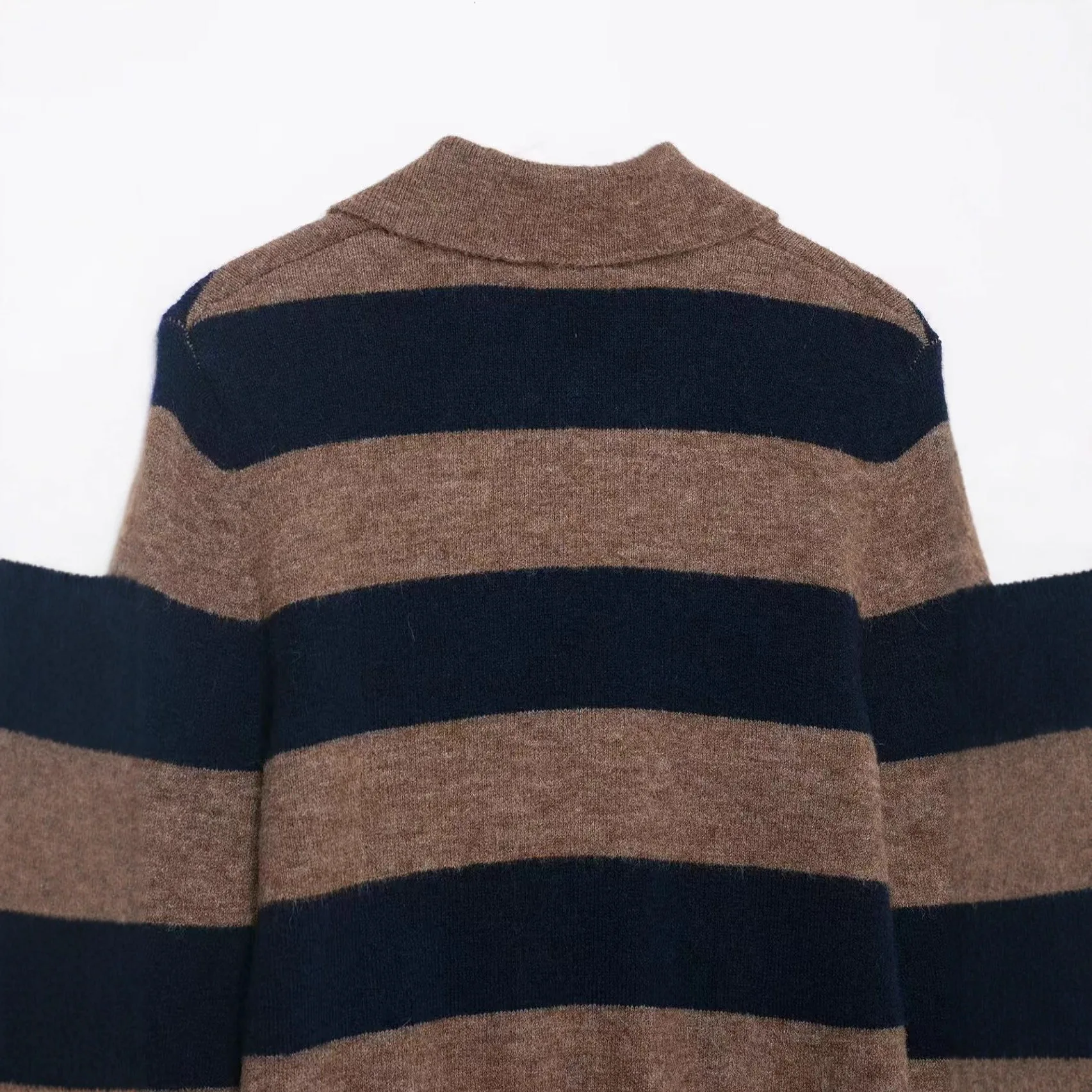 المرأة عارضة محبوك سترة الخريف الشتاء الرجعية الأزياء اللون كتلة سترة مخططة سترة مطبوعة عارضة ضئيلة أعلى