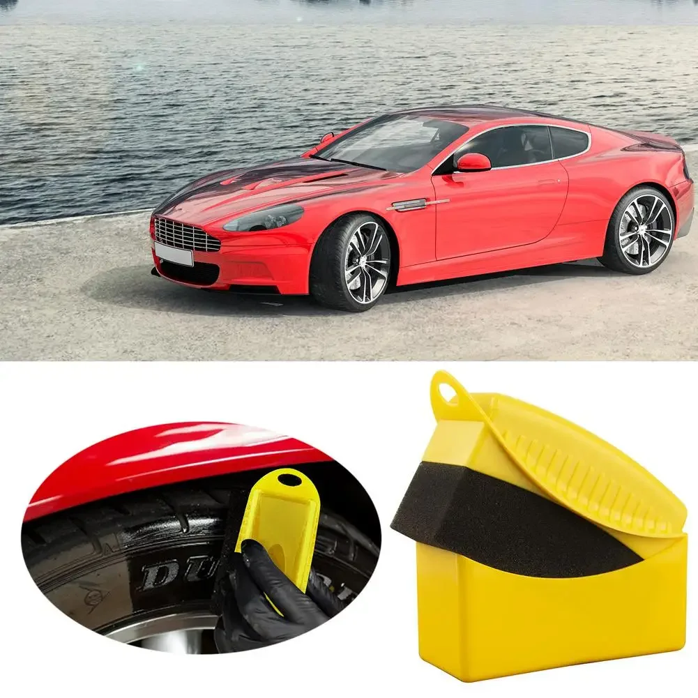 Car Tires Waxing Polishing Cleaning Wipe Washing Tire Tyre Wheel Rim Trim Contour Detailing Dressing Shine Pad Sponge Foam Brush