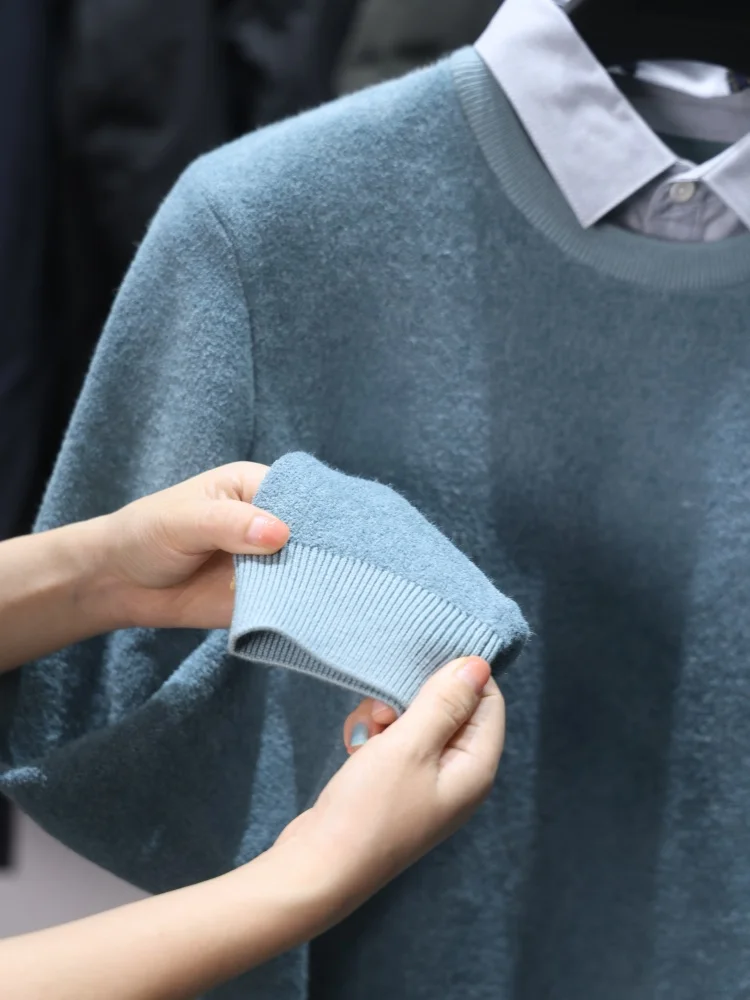 Homesi سترة محبوكة بياقة مزدوجة كاجوال ملونة من سلسلة الباندا ملصق صدر مزيف من قطعتين طويل Sve Busin كاجوال...