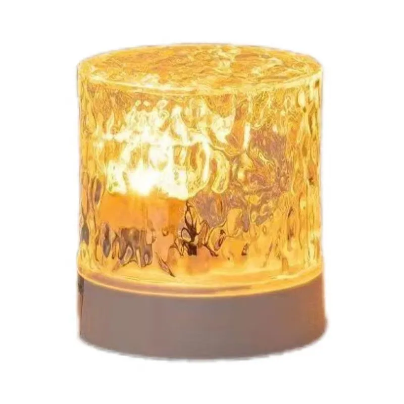 LED Touch Dimming Star Ambient Crystal Night Light Cordless Rechargeable Projector Water Woveing Table Lamp