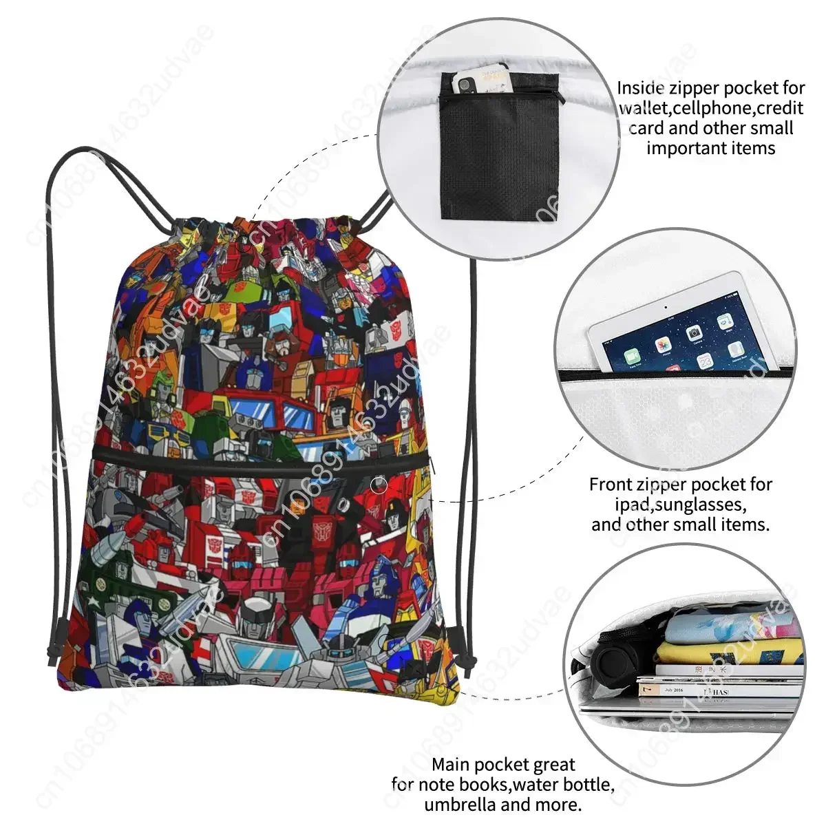 Transformers Autobots Portable Backpacks Drawstring Bag Fashion Drawstring Bundle Pocket Storage Bags For School Students