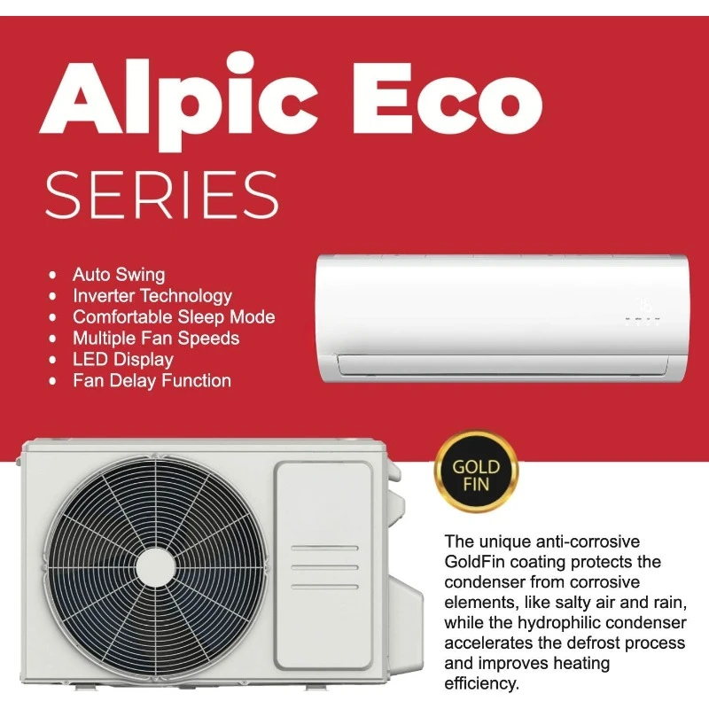 Alpic 9,000 BTU, 110/120V Ductless Mini Split AC/Heating System With Heat Pump Including 16ft Installation Kit…