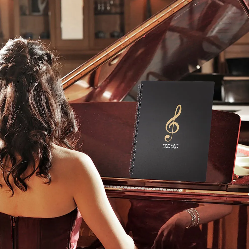 

Music Score Folder Plastic Piano Portfolio File Organiser Notes Paper Black Binder for Choir