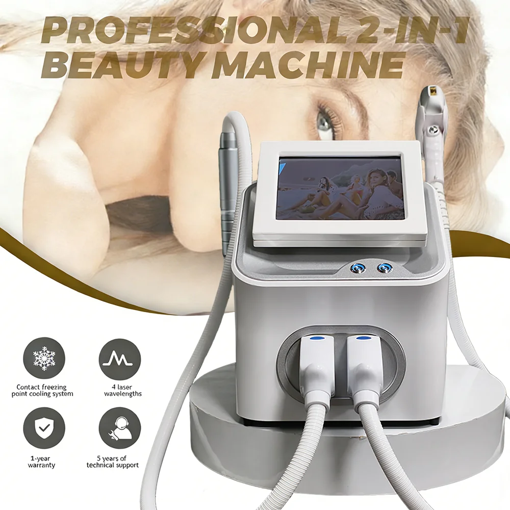 

2 in 1 4 Wavelength Ice Titanium Diode Laser Hair Removal Machine Tattoo&Pigment Removal ND:YAG Picosecond Laser 808nm 940nm