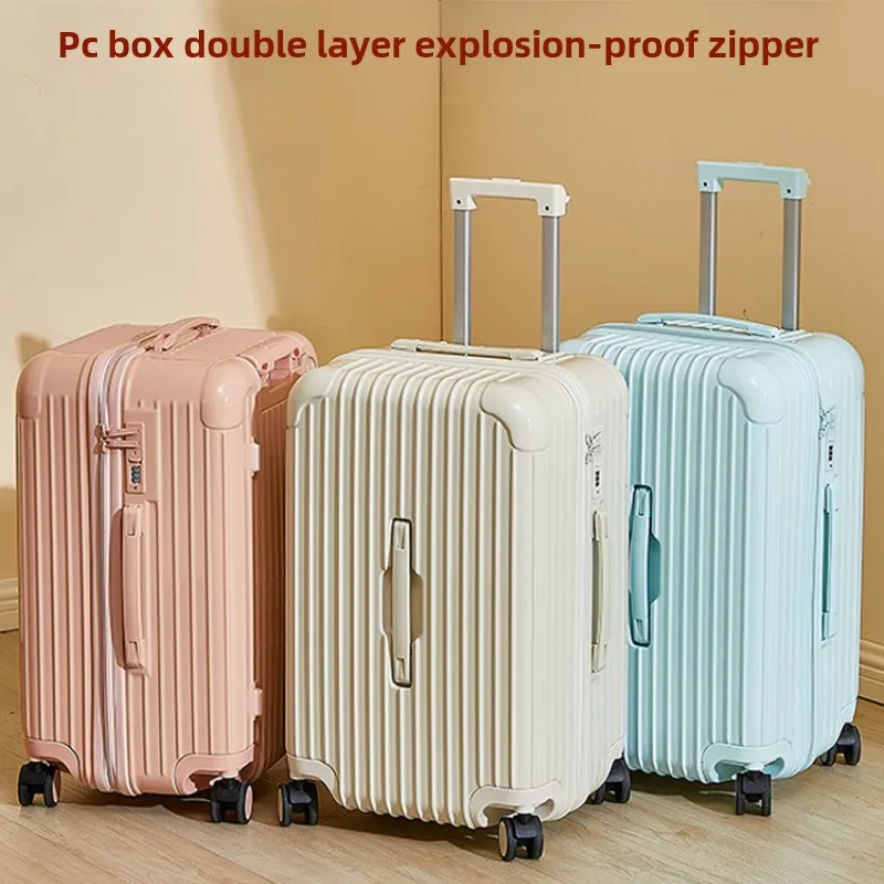 Thickened large-capacity suitcase Women's trolley case Men's suitcase PC Strong and durable Silent wheel Student suitcase