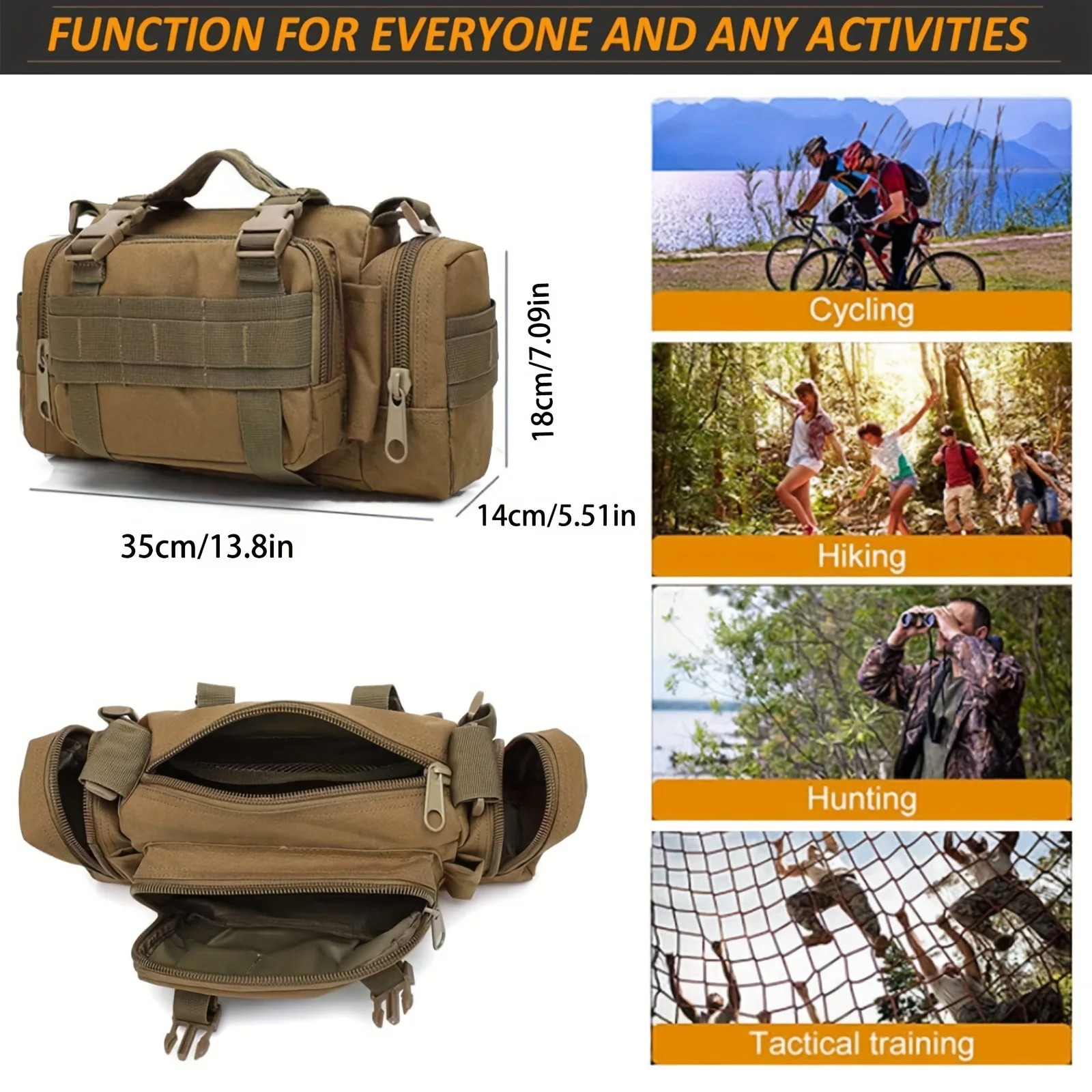Waist Fanny Pack for Men Waterproof Cross-body Shoulder Sling Bag for Hiking Outdoor Climbing Fishing Camping