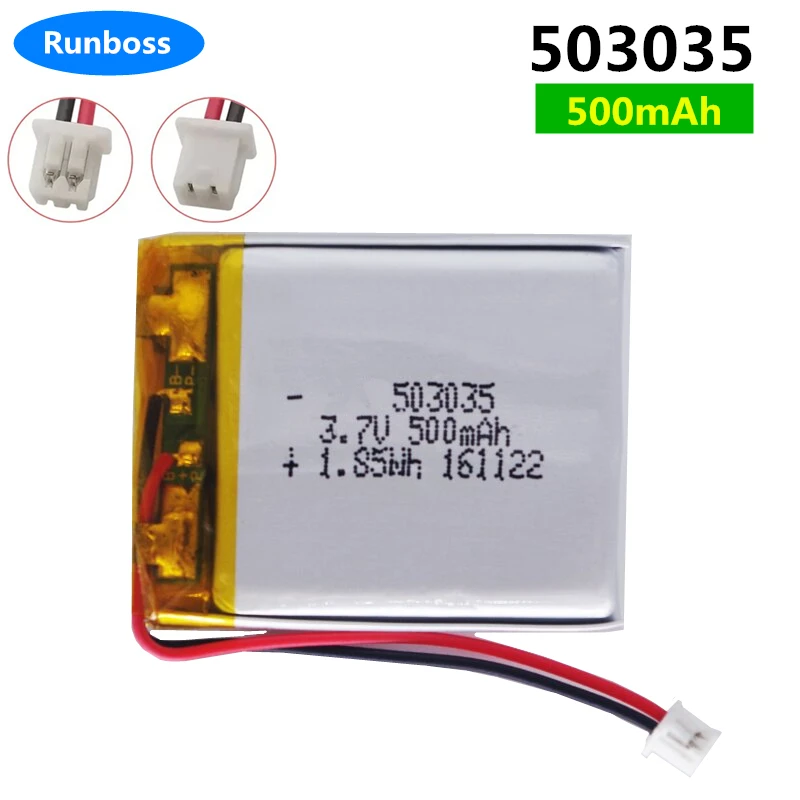 503035 3.7v 500mah lithium polymer battery 3 7V volt li po ion lipo rechargeable batteries for mp3 mp4 dvd GPS navigation