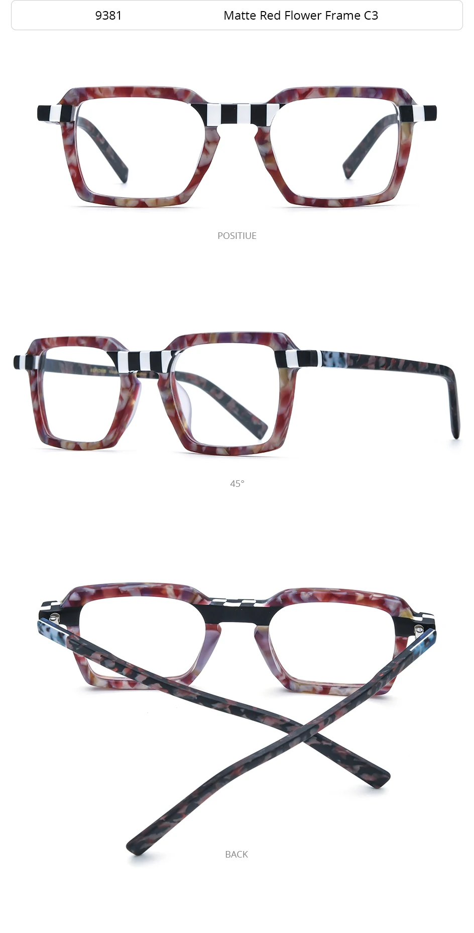 HEPIDEM Matte Acetat Brille Rahmen Männer Marke Design Quadratische Brillen Frauen Japanische Handgemachte Brille Johnny Depp Brillen 9381 – Detail 9