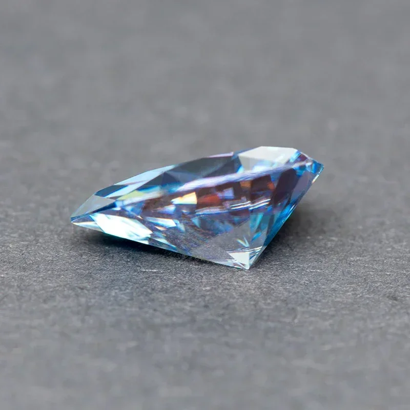 Moissanite Stone Pear Cut Sapphire Blue Colour Lab Created Heat Diamond Advanced Jewelry Making Materials with GRA Certificate