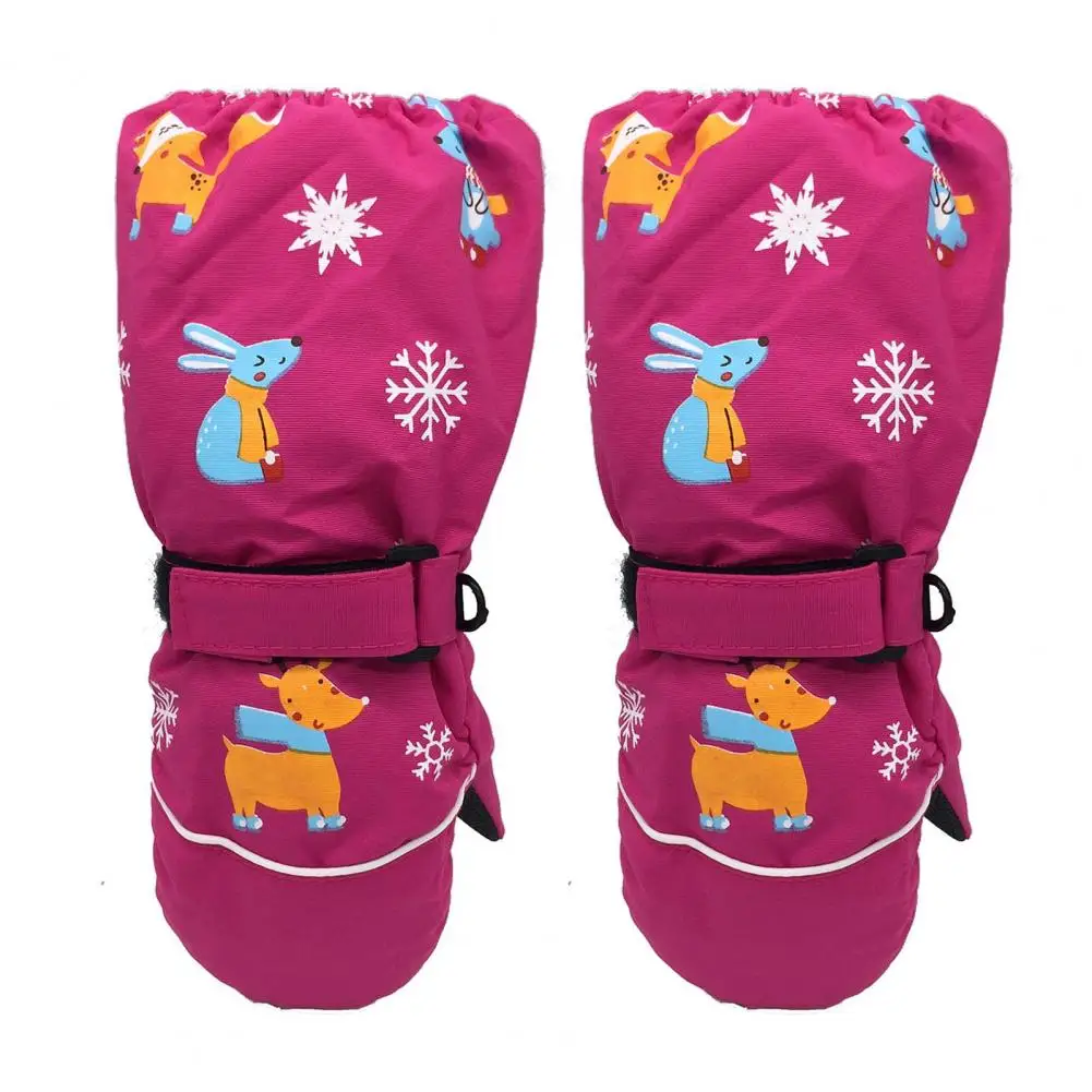 2-6 Years Old Children Ski Gloves Cartoon Deer Rabbit Mittens Winter Hanging Buckle Waterproof Warm Thermal Kids Snow Gloves