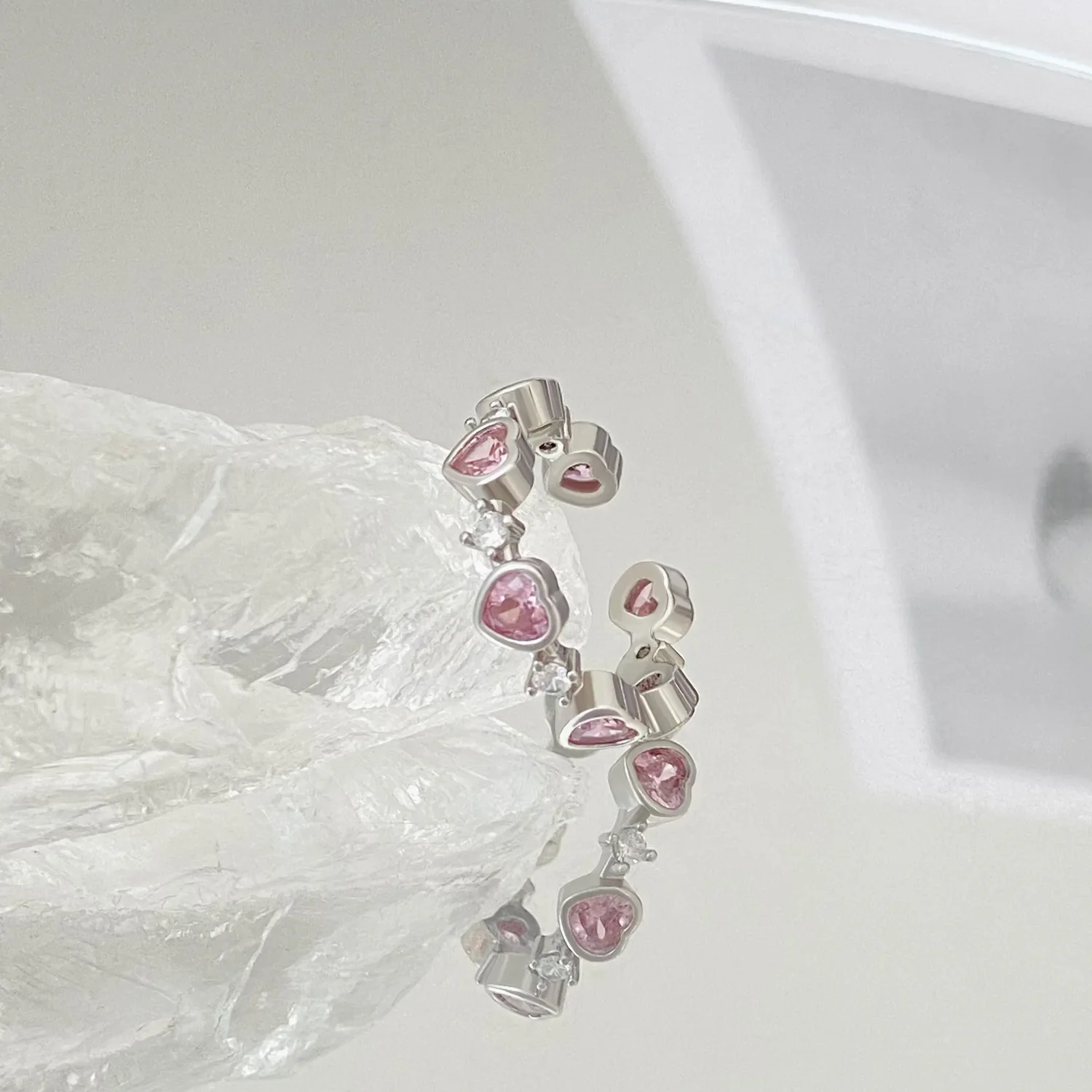 1 anel de strass rosa amor