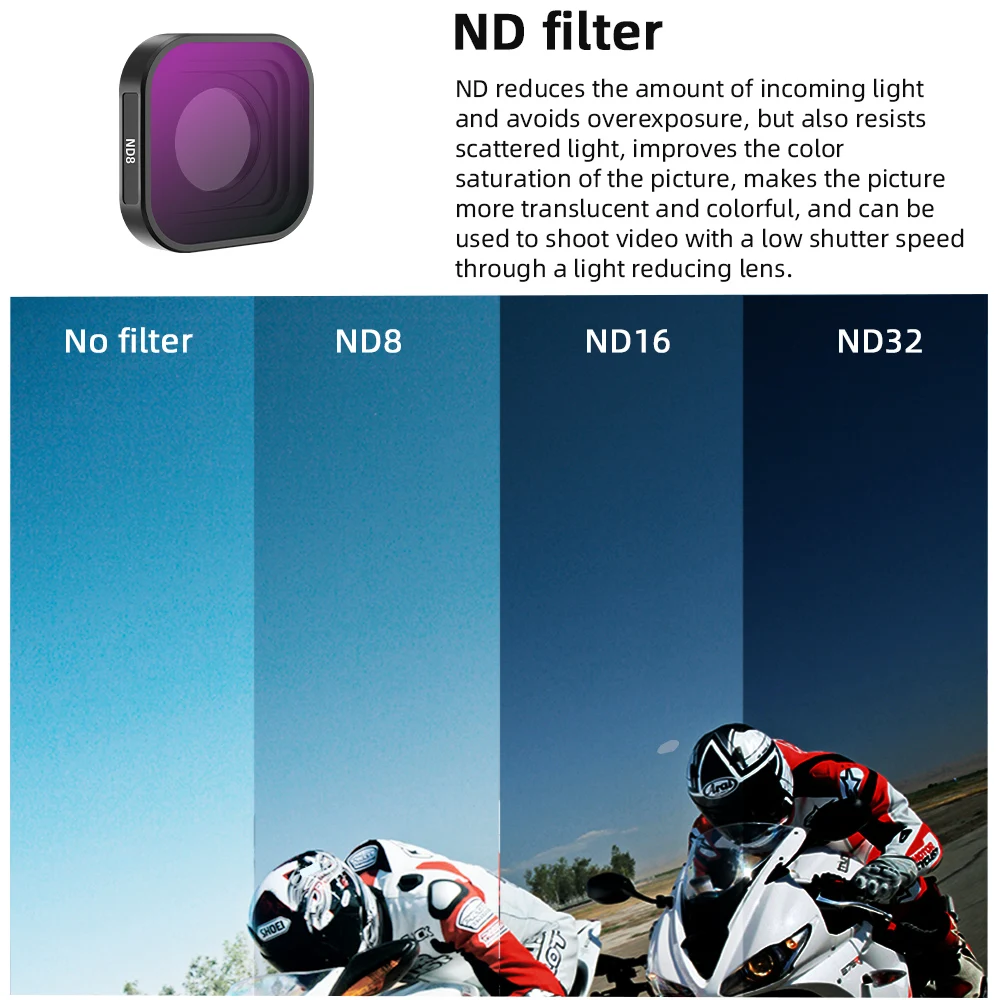 BRDRC ND Filter for GoPro Hero 9/10/11/12 UV CPL ND8 ND16 ND32 Lens Filters Set Protector Sports Camera Accessories