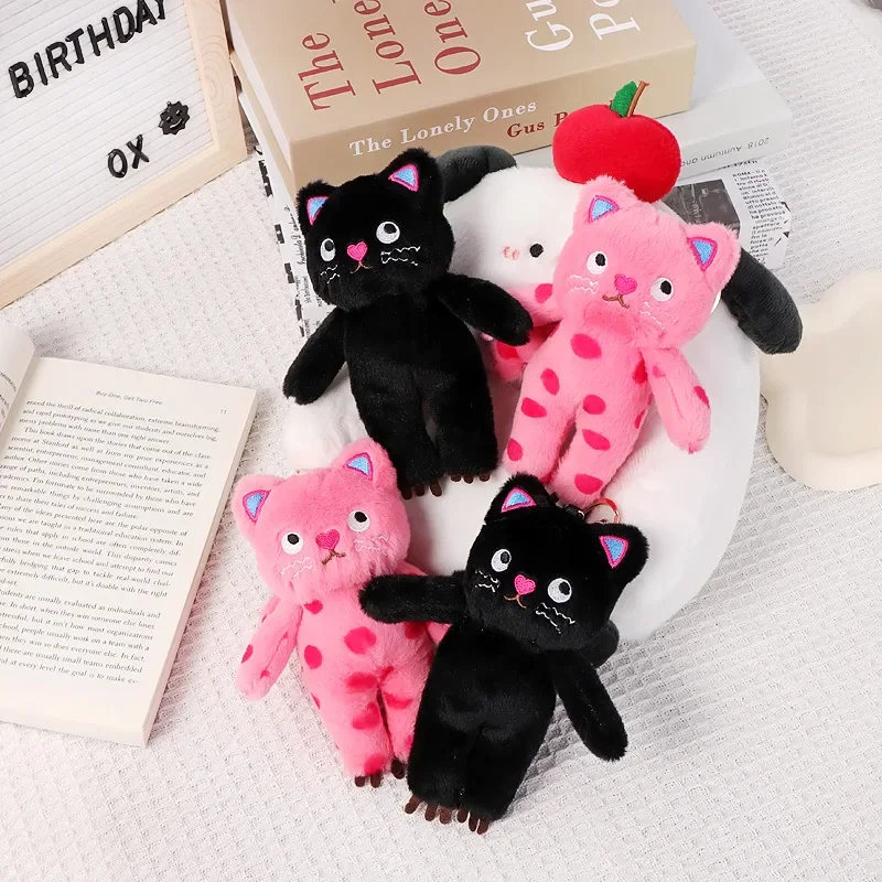 New Cute Polka Dot Cat 2 colors Pink Black Stuffed Animals Plush Keychain Kawaii Exclusive Design bag pendant Birthday Gifts