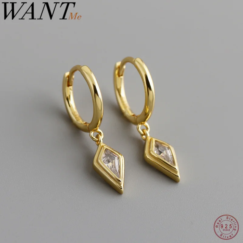 

Серьги-подвески WANTME из стерлингового серебра 925 пробы с геометрическим дизайном и блестящими цирконами для женщин, в богемном стиле, изысканные ювелирные украшения