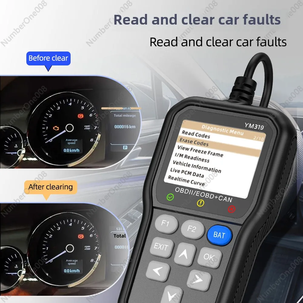 YM319 OBD Car Diagnostic Instrument, Car Engine Fault Detection, Battery Voltage Battery Life Detection