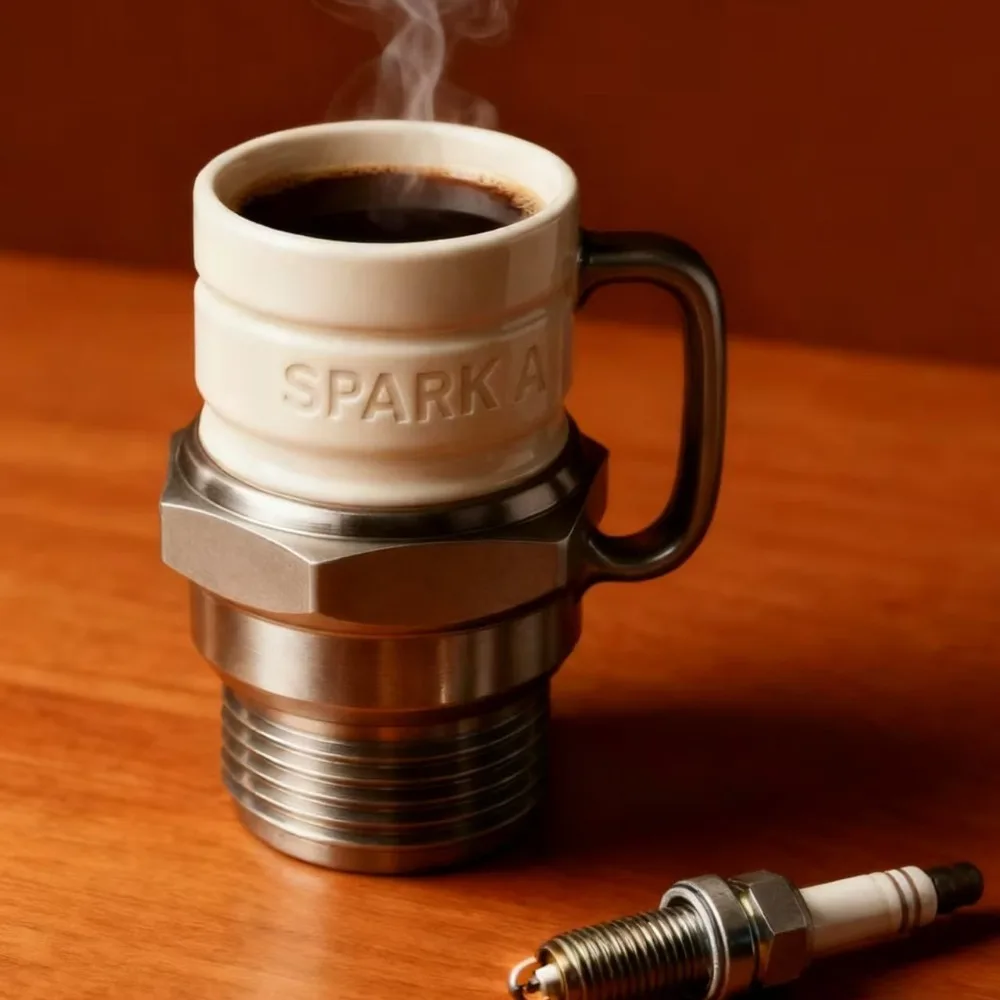 

Novelty Mechanical Style Spark Plug Mug Large Capacity 300ML Spark Plug-shaped Coffee Cup Synthetic Resin Material Portable