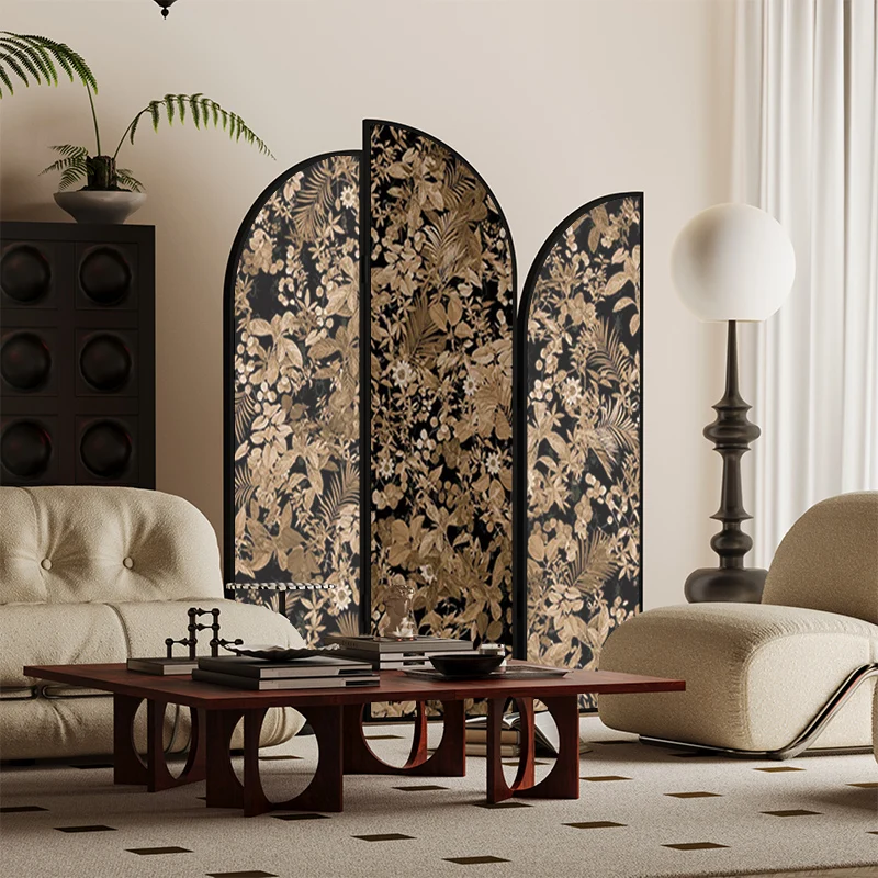 French retro rainforest Nanyang screen partition living room bedroom decoration entrance folding mobile metal folding screen