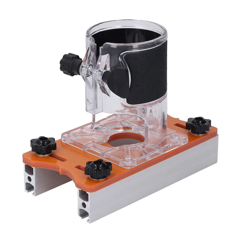 

Transparent Cover Woodworking Router Base Fastener Kit 2 in 1 Design Slotting Bracket Milling Cutter Mortising Jig Woodworking
