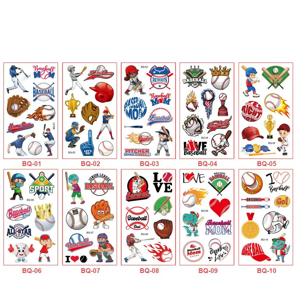 10Pcs Sports Football Basketball Rugby Baseball Temporary Tattoo Stickers Baby Kid Body Waterproof Sticker Tattoos Sport Party