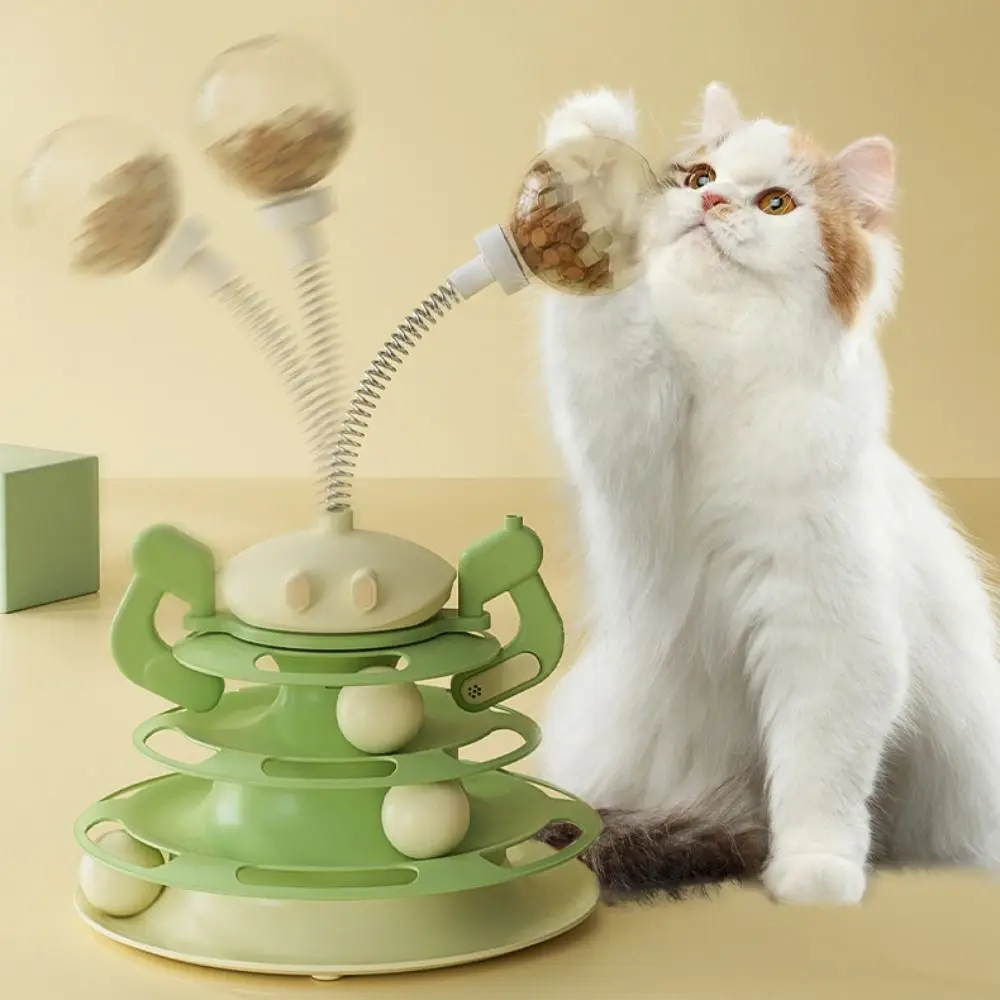 

4 Levels Cat Ball Track Toy Rotating Anti-slip Roller Balls Toy Wear-resistant Detachable Cat Turntable Toy Multi-Cat