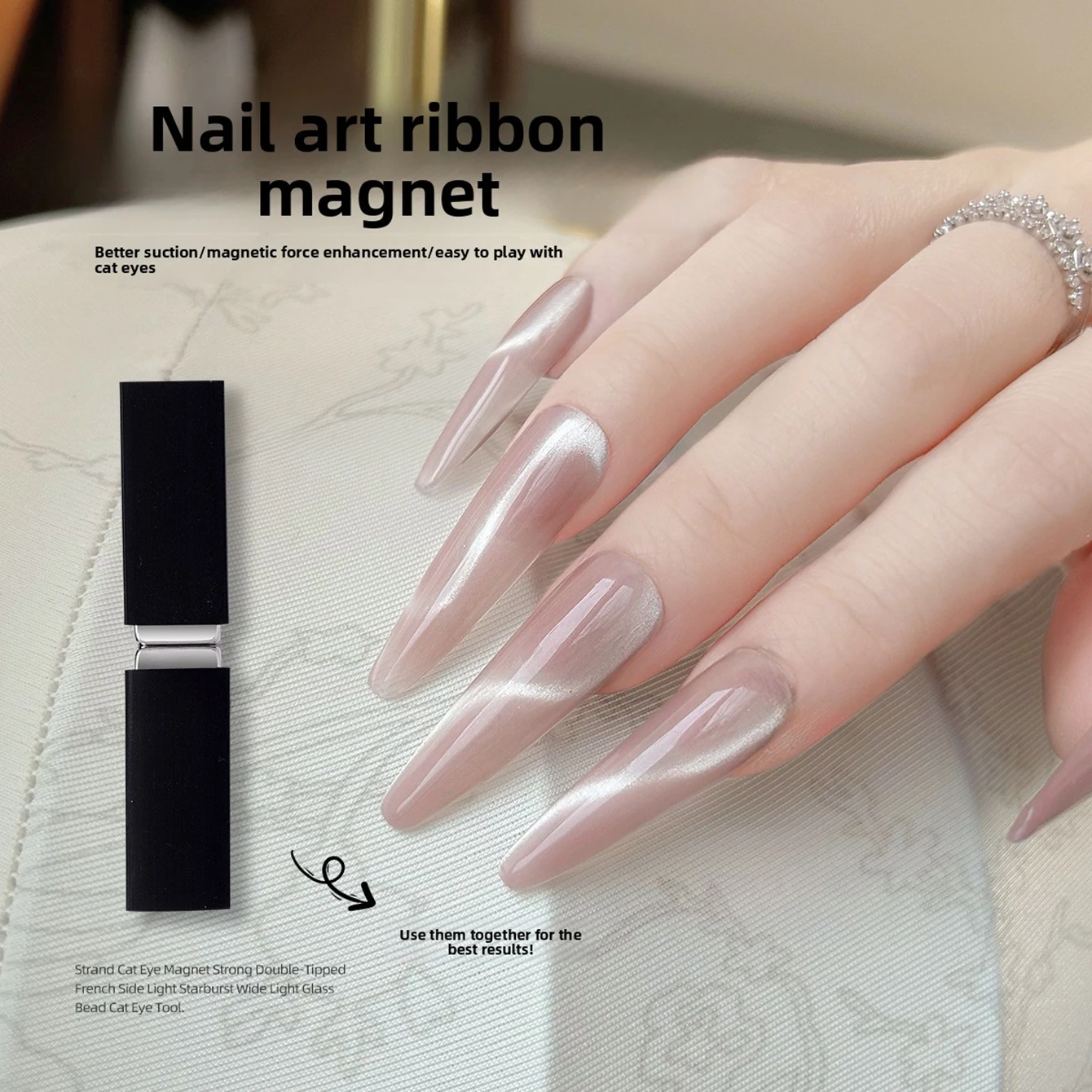 MIANEL 2026 Neuer Doppelkopf-Katzenaugenmagnet für Nagelkunst – Effekt für Schleifen, French, Sternenlicht, Glasperlen – Starkes Magnetwerkzeug – Detail 3