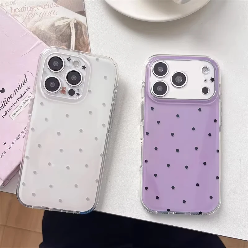 Minimalist Ins Style Purple Polka Dots Phone Case For iPhone 17 Air 16 15 14 13 12 Mini 11Pro Max Plus Shockproof Silicone Cover view 2