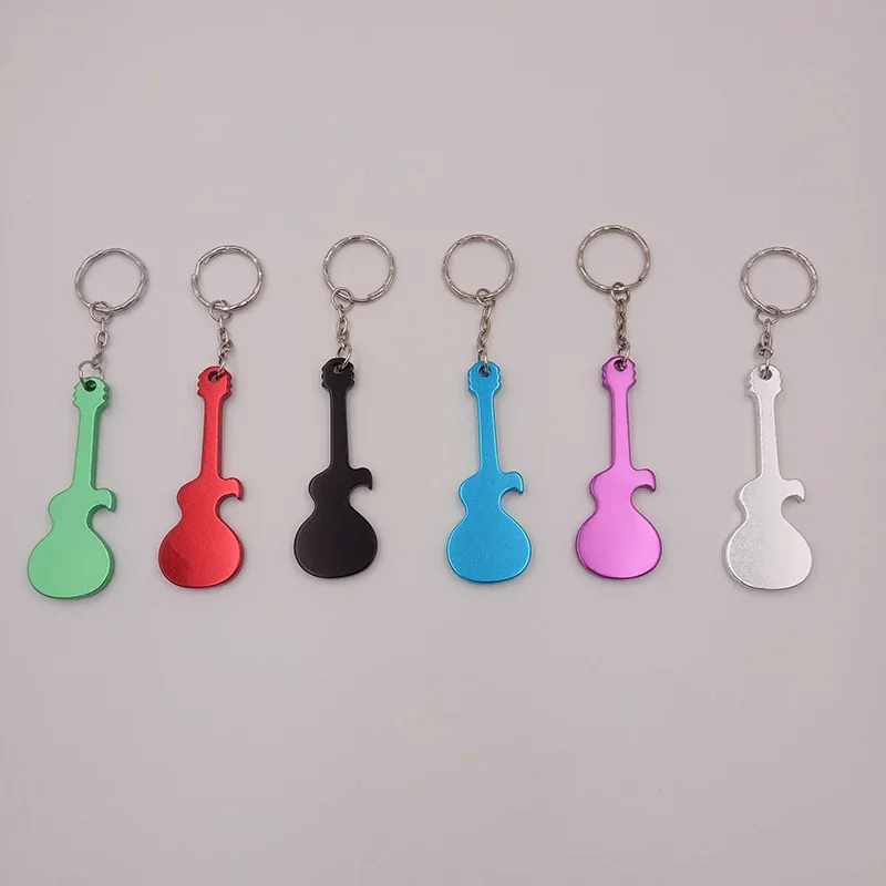 1Pcs Multifunction Creative Outdoor EDC Guitar Shaped Beer Opener Aluminum Alloy Bottle Opener Keychains Handy