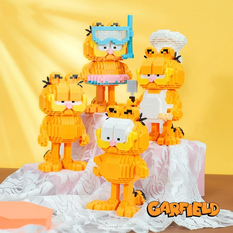 BALODY Garfield building blocks American animation model cartoon doll assembled educational toys ornaments birthday gifts