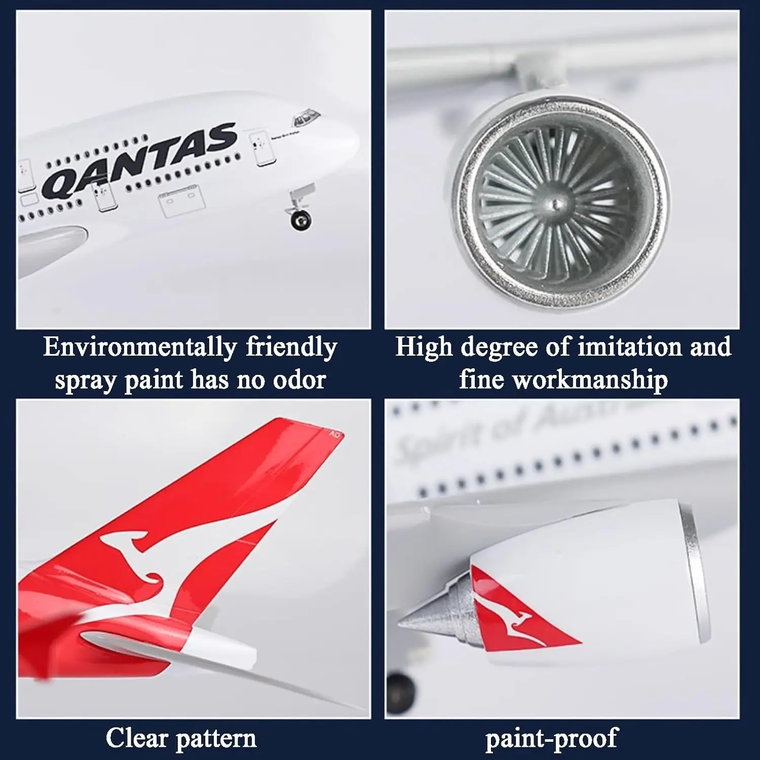 1:160 الخطوط الجوية الأسترالية A380 Qantas نموذج طائرة الطيران المدنية مع نموذج معدات الهبوط الخفيفة نموذج محاكاة نموذج ثابت