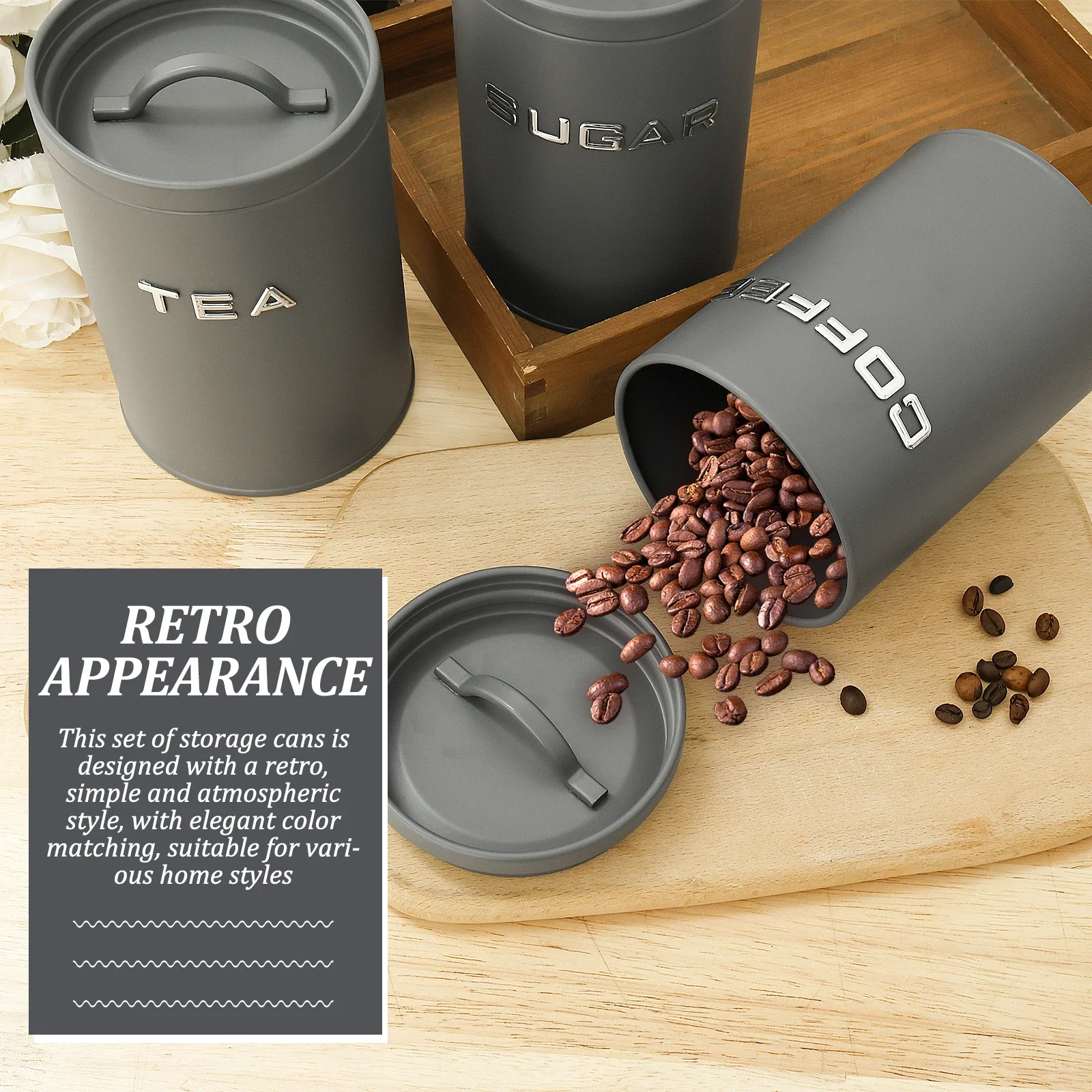 3 Pcs Tea Coffee Sugar Caniste - đánh giá và giá Coffee Tea Sugar Container Set
