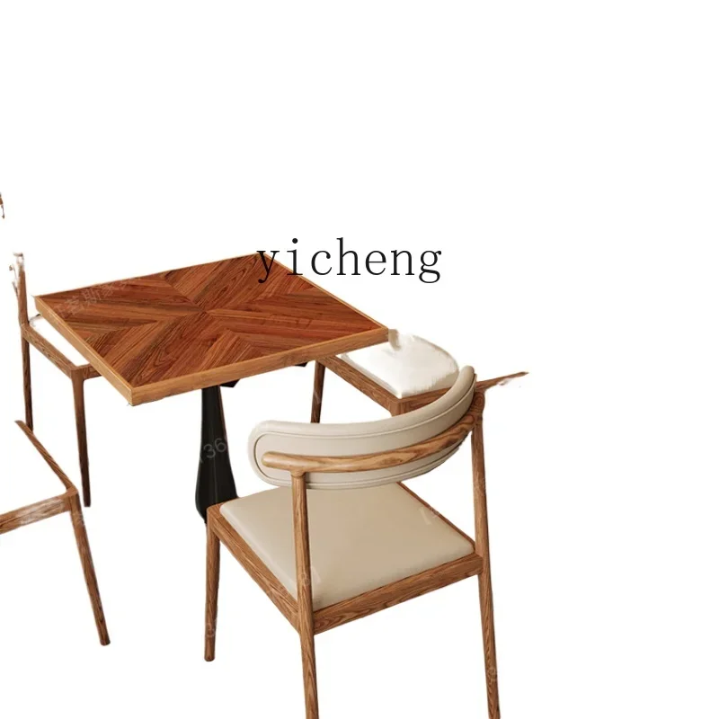 

zzZF Solid Wood Dining Room Table and Chair Combination Deck Sofa Dining Chair Chain Commercial Furniture