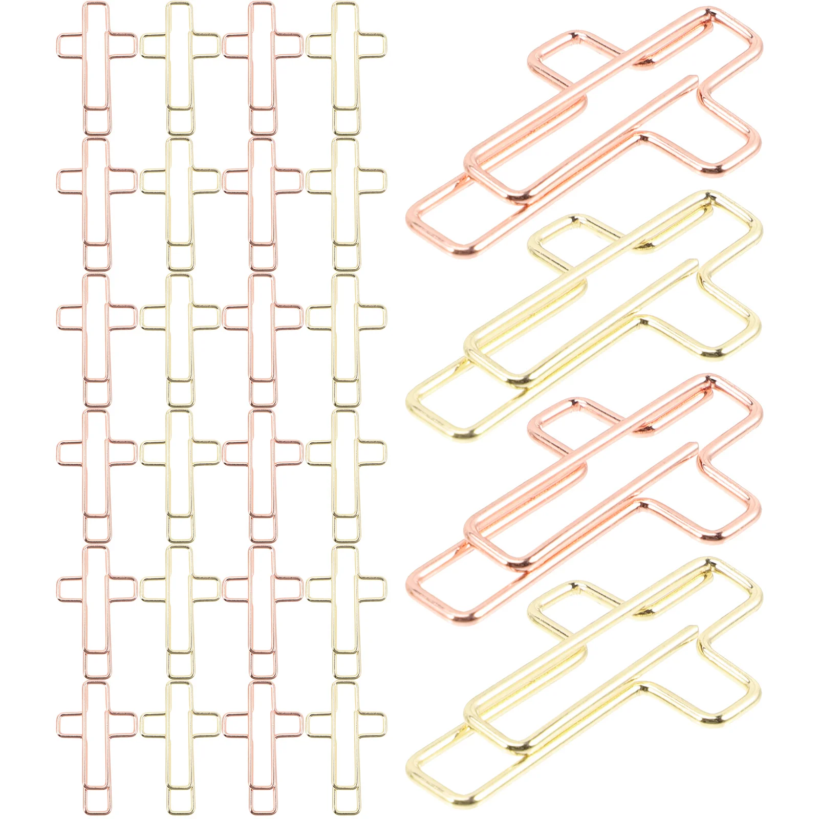 20 pçs clipes de papel cruz rosa ouro multi-uso clipes de papel de metal para fixação de documentos de escritório clipe decorativo marcadores