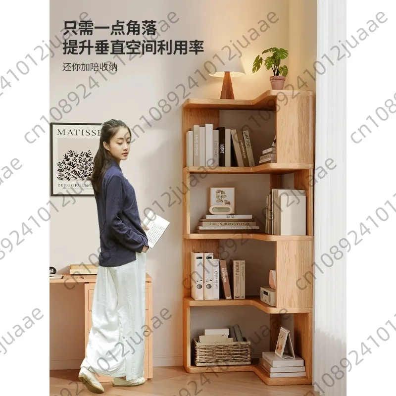 Solid wood corner cabinets, corner multi-layer storage racks, home-style floor-to-ceiling bookshelves