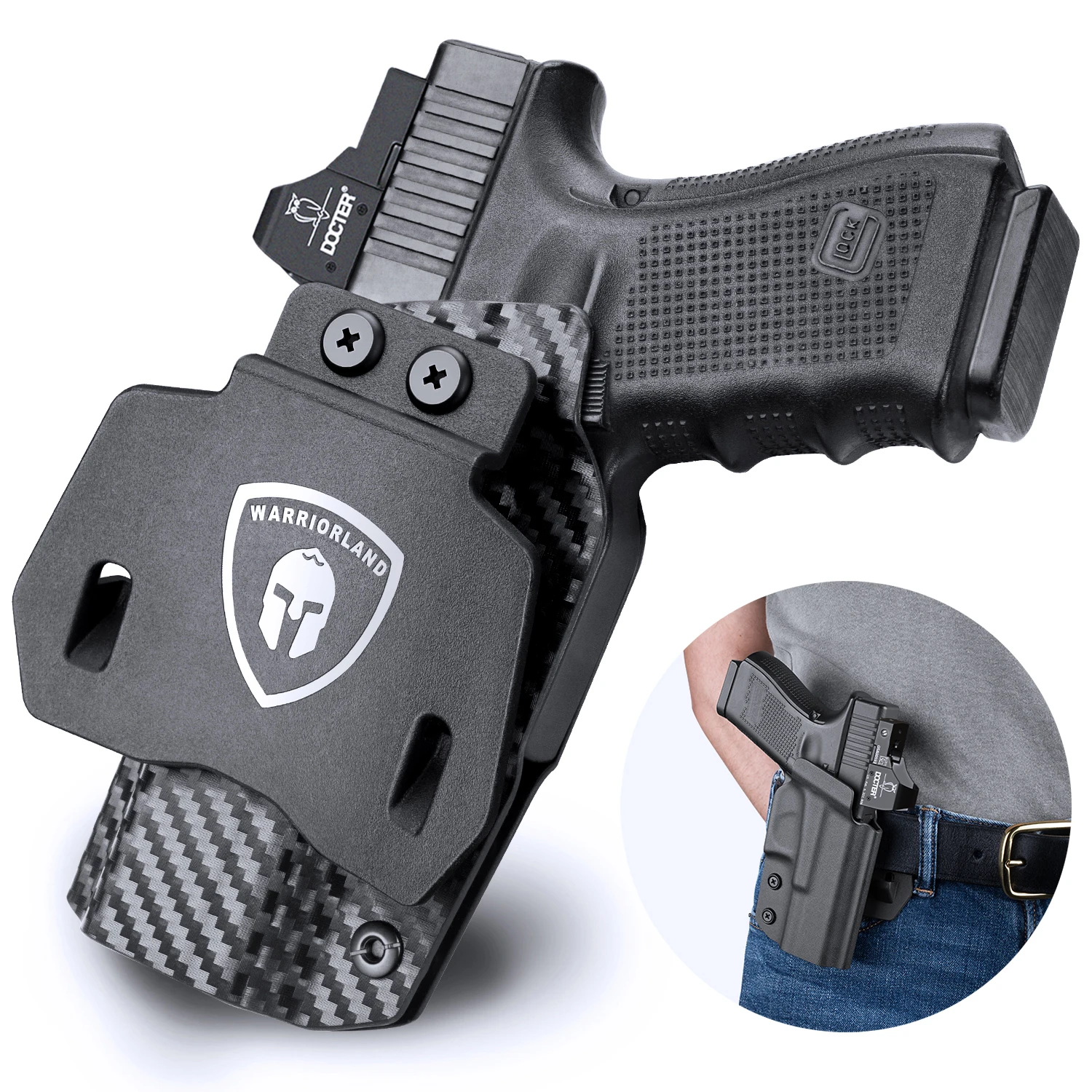 OWB Carbon Fiber Holster Fits Glock 17 /19 /19X /26 /43 / 43X / Sig P320 / Sig P365 365XL / Pistol With Red Dot Righ Gun Holders