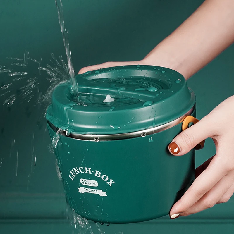 صندوق غداء كهربائي 110 فولت/220 فولت 1.2L طنجرة أرز محمولة من الفولاذ المقاوم للصدأ بطانة عزل ذكية لدفء الطعام باخرة للمكتب